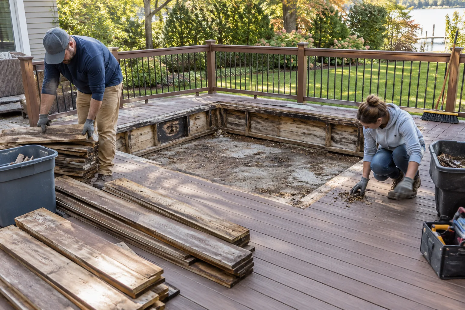 Hot Tub Deck Removal service scene